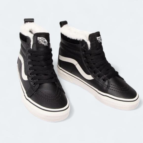 Vans Sk8 Hi Mte Leather Faux Fur Lined Womens Size 7 / Mens Size 5.5 NWT - Picture 1 of 7